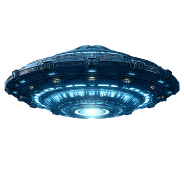 Alien UFO Flying Saucer Sci Fi Futuristic Extraterrestrial Symbol isolated on transparent background