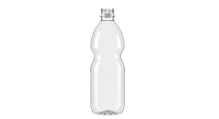 Isolated clear empty plastic bottle for water or soda against a neutral background