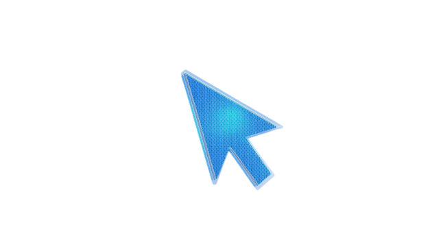 Blue, textured mouse cursor, shines. Use for web design, presentations.