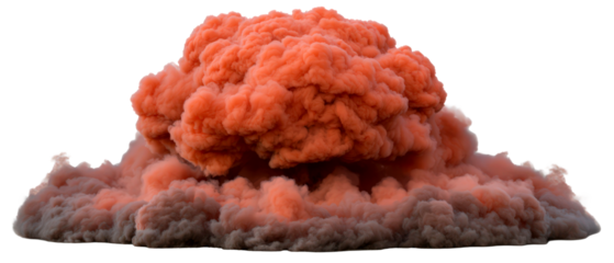 Vibrant Orange Smoke Explosion Isolate on Transparent Background, cutout, png