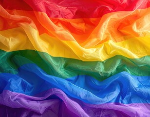 Vibrant Pride Flag Draped in Soft Fabric.