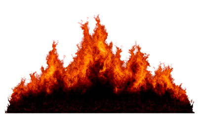 Pixel Wild Fire Blaze in a Forest Landscape Element Isolate on Transparent Background, cutout, png