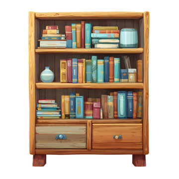 Bookshelf Wooden Classic Household Furniture Storage Essential isolated on transparent background