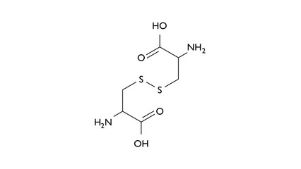 cystine molecule, structural chemical formula, ball-and-stick model, isolated image e920