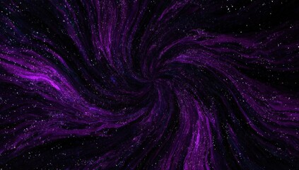 A swirling vortex of deep purple nebulae, filled with shimmering stardust, creates a mesmerizing cosmic scene.