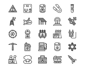 Nuclear Energy Line Vector Icons