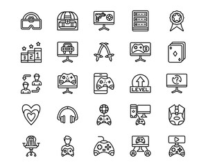 Online Game Line Vector Icons