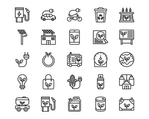 Sustainable Energy Line Vector Icons