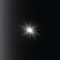 Realistic flashlight with bokeh effect Bright Starburst on Black Background with Gradient for Graphic Design Element