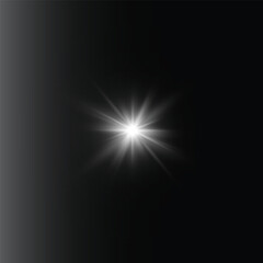 Fototapeta premium Realistic star flashlight with bokeh effect Bright White Starburst Effect on Dark Background for Graphic Design and Compositing
