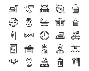 Hotel Services Line Vector Icons