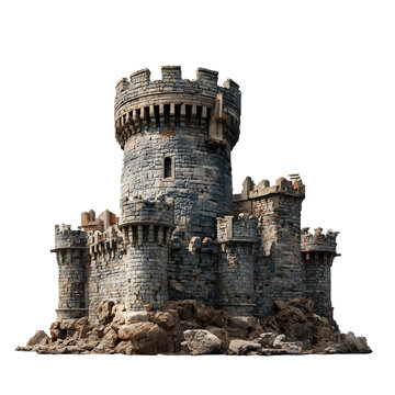 Castle Tower Stone Fortress Medieval Stronghold Defense Symbol isolated on transparent background