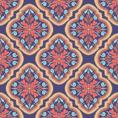 Colorful vintage folk floral seamless ornamental pattern with retro design for textile, wallpaper, and decoration