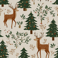 christmas seamless pattern with deer
