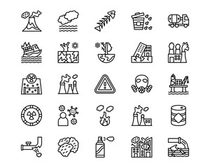 Pollution Line Vector Icons