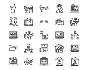Work from Home Line Vector Icons