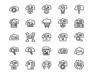 Cloud Computing Line Vector Icons