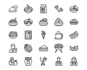 Street Food Line Vector Icons