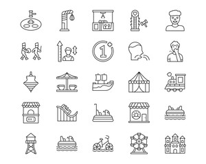 Theme Park Line Vector Icons