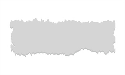 Gray torn paper strip isolated on white. Blank gray torn paper strip with rough edges isolated on white background, ideal for design, collage, scrapbooking, or texture use. Vector eps 10