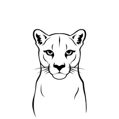 Obraz premium Mountain Lion. Mountain Lion simple black and white line art vector logo