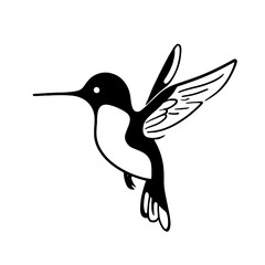 Obraz premium Hummingbird. Hummingbird simple black and white line art vector logo
