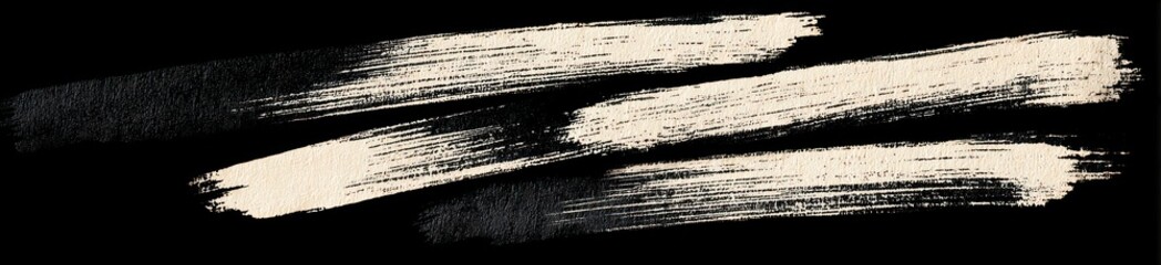Abstract monochrome brushstrokes create a dynamic composition, showcasing layered texture and subtle color variations against a stark black backdrop.