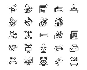 Public Relations Agency Line Vector Icons