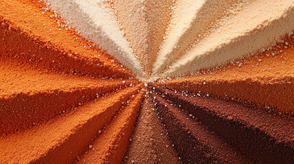 Orange and yellow powder explosion on a dark background. Abstract background of a dynamic burst of orange and gold dust.