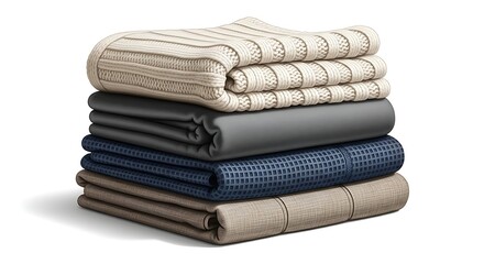 "Folded Blanket Stack Vector Illustration on White Background"