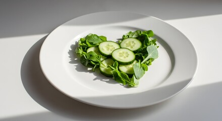 Healthy Heart-Shaped Cucumber and Salad Plate
