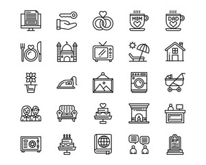 Family Life Line Vector Icons