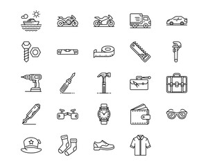 Fathers Day Line Vector Icons
