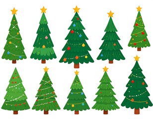 Christmas tree collection.  Colorful festive trees