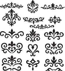 set of floral decorative design elements