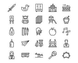Kindergarten Line Vector Icons
