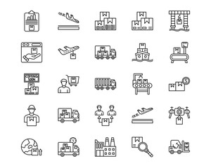 Supply Chain Line Vector Icons