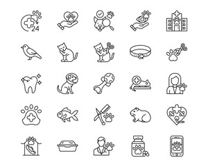 Obraz premium Veterinary Line Vector Icons