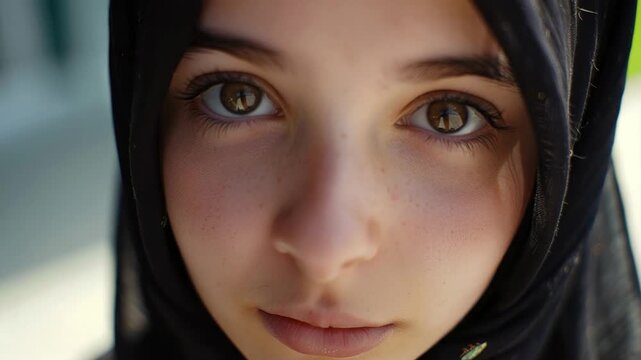 A close-up shot of an individual wearing a headscarf, great for depicting modesty or cultural context