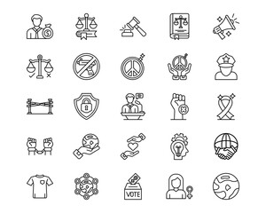 Human Rights Line Vector Icons