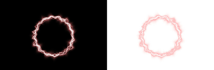 Pink glowing circular PNG overlay on black and white backgrounds, featuring a vibrant electric design, ideal for creative projects and visual enhancements