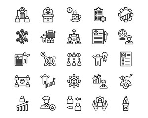 Staff Management Line Vector Icons