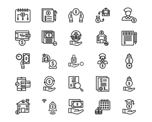 Fototapeta premium Loan Line Vector Icons
