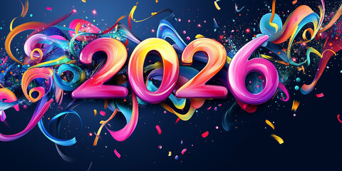 2026 New Year background with bright, vibrant colors