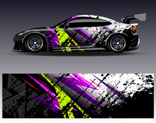 Car wrap design vector. Graphic abstract stripe racing background designs for vehicle, rally, race, adventure and car racing livery