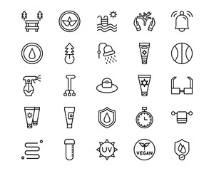 Sun Protection Line Vector Icons