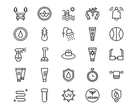 Sun Protection Line Vector Icons