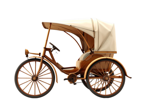 Minimalist Retro Rickshaw PNG