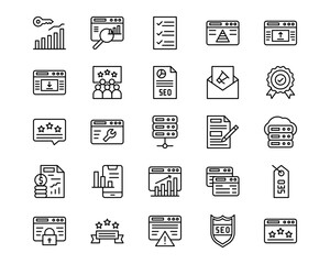 SEO and SEM Line Vector Icons
