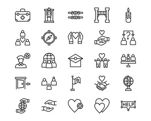 World Refugee Day Line Vector Icons